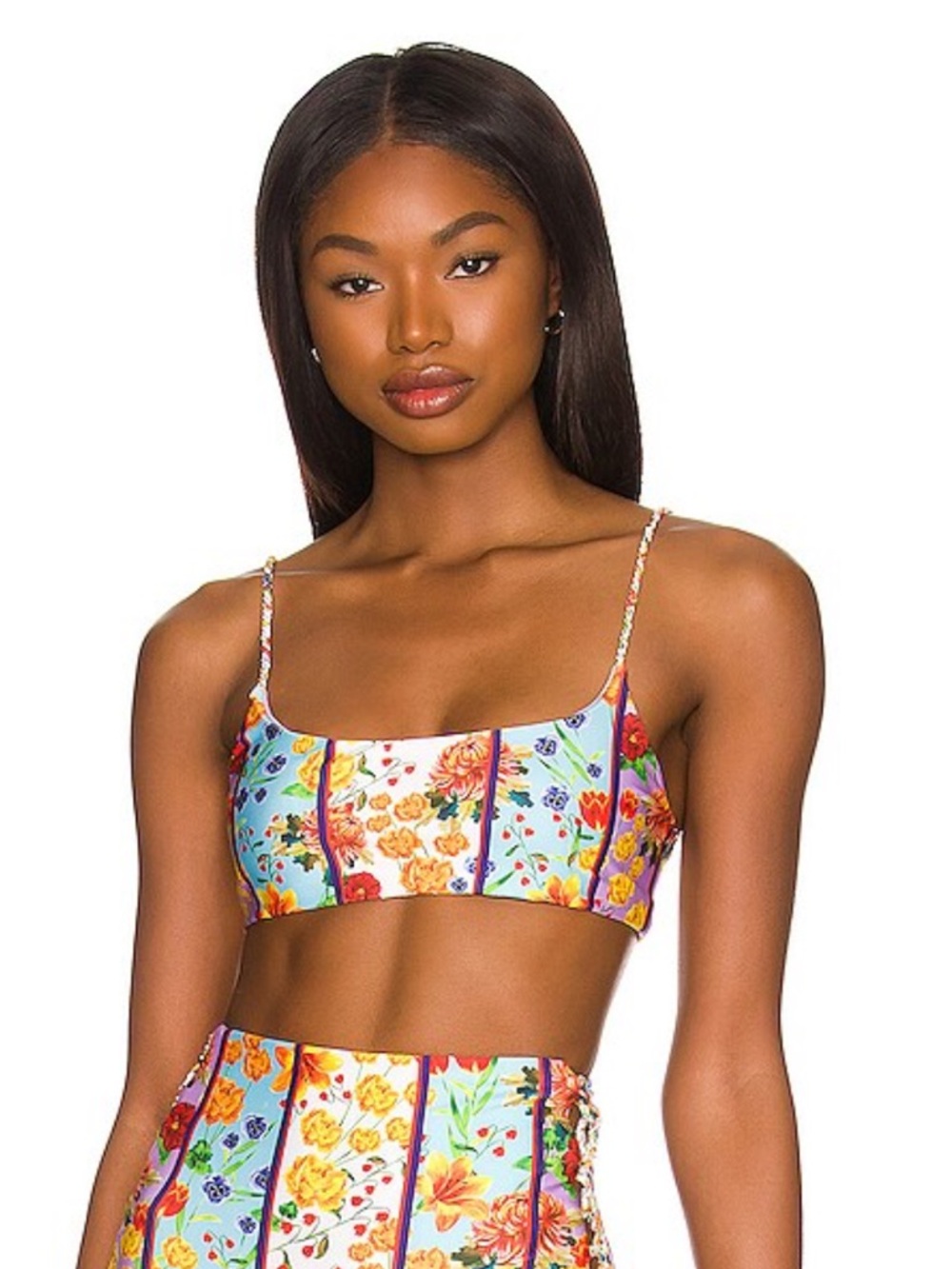 Agua Bendita Floral Bikini Top in multi color NWT